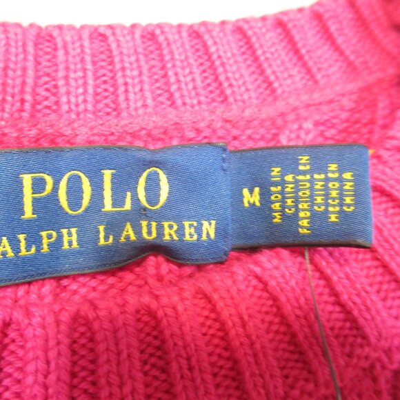 NWT Polo Ralph Lauren Cable Knit Crewneck Short Sleeve Pink Sweater Women's M - Picture 3 of 10